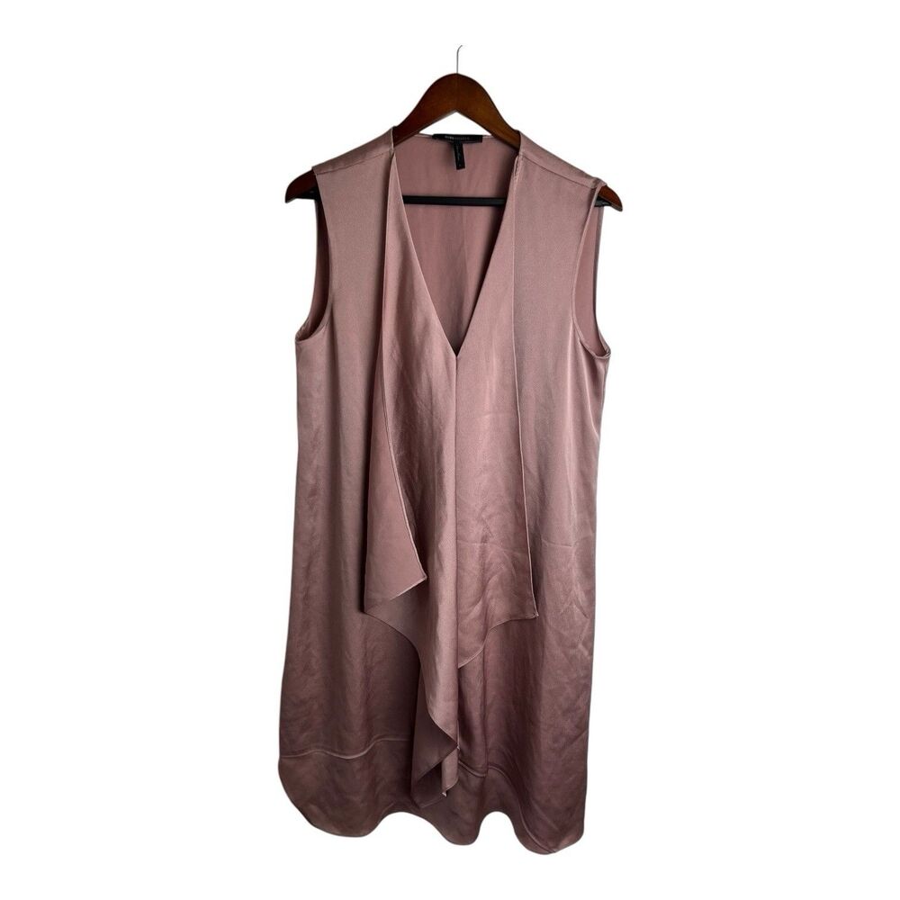BCBG MAXAZRIA SIZE L TARA CASCADE RUFFLE DRESS Blush Pink